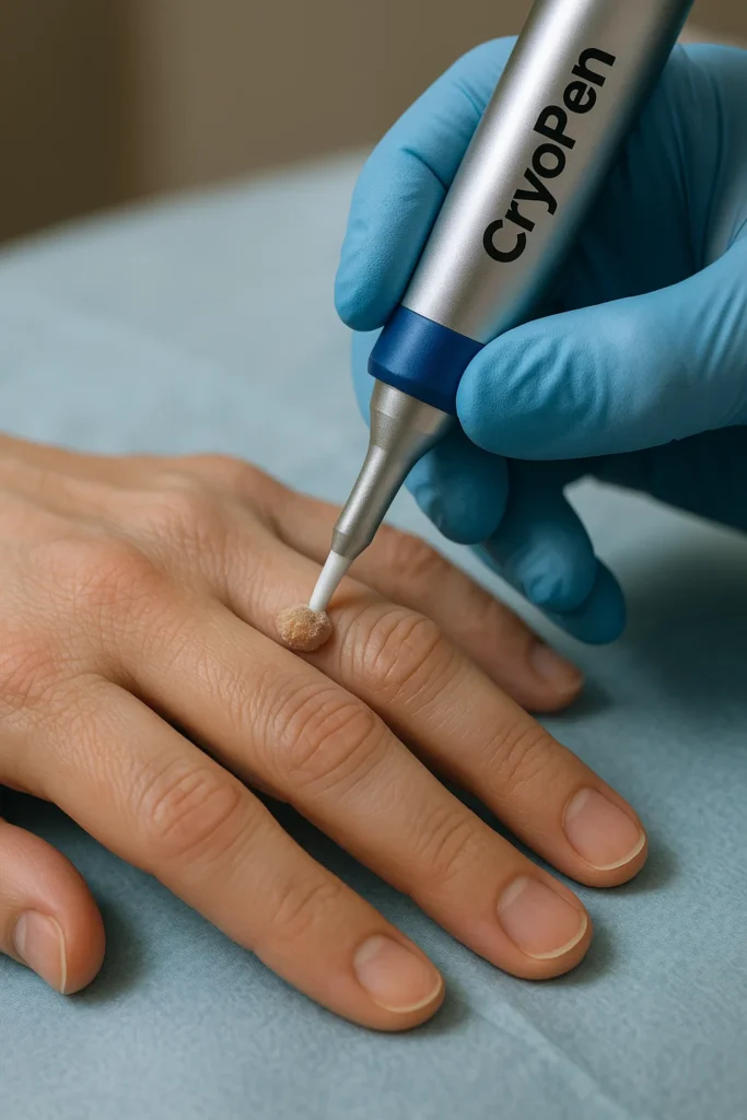 example of cryopen wart removal Matlock treatment on a persons finger
