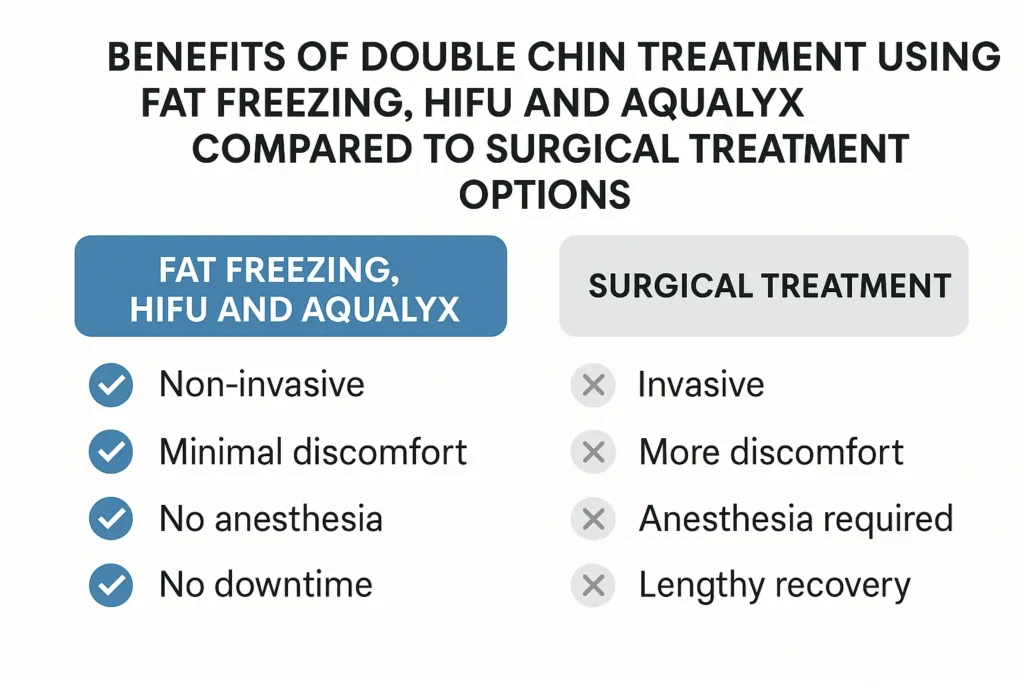 Graphic about the benefits of double chin treatment Matlock - from LA LIPO